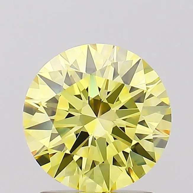 1.50ct Round Lab Grown Diamond (Colour Fancy Vivid Yellow, Clarity VVS1, Cut ID, IGI Certified)