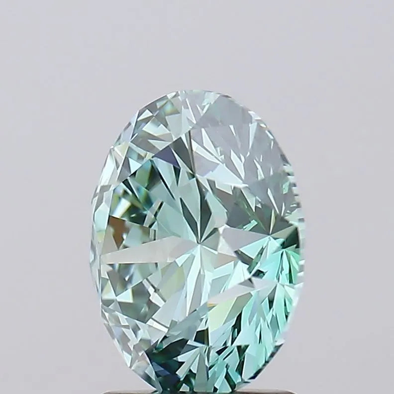 2.91ct Round Lab Grown Diamond (Colour Fancy Vivid Green, Clarity VVS1, Cut ID, IGI Certified)